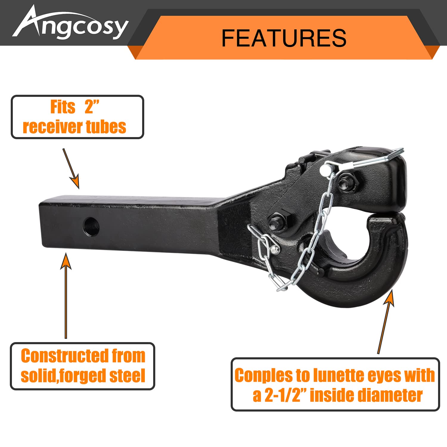 Amazon.co.jp: ANGCOSY 5トン ピントルフック トレーラーヒッチ